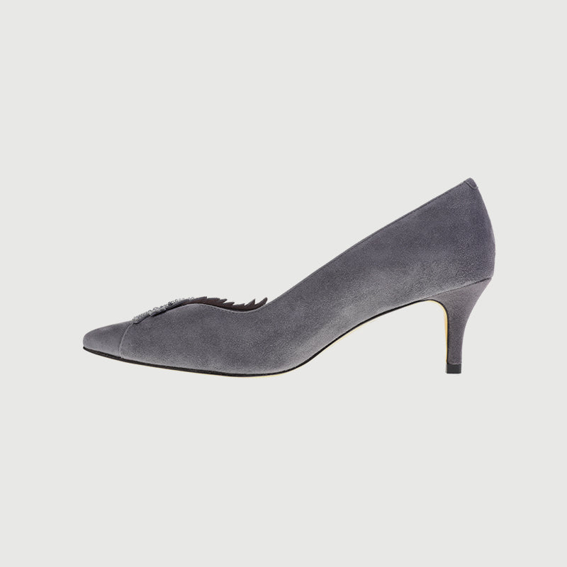 Goat Suede Embroidered Heels with Elegant Design