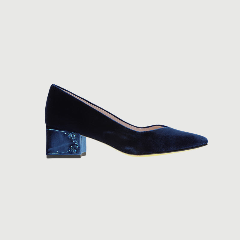 Embroidered Velvet Pumps