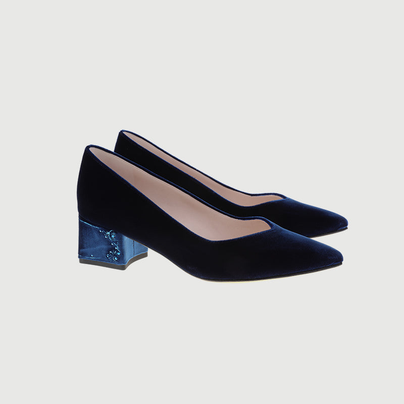 Embroidered Velvet Pumps