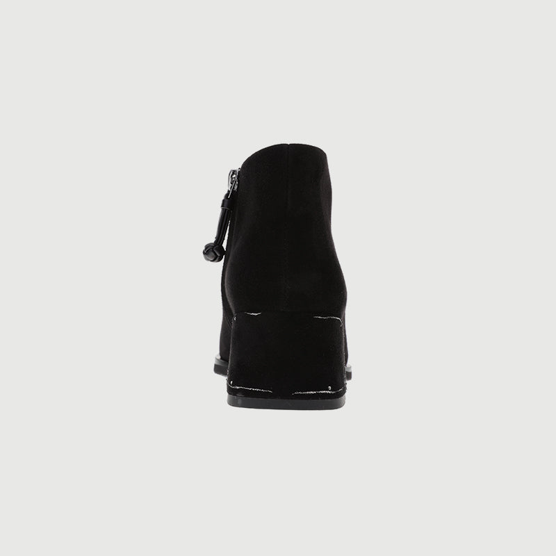 Goat Suede Ankle Boots with Embroidered Heels